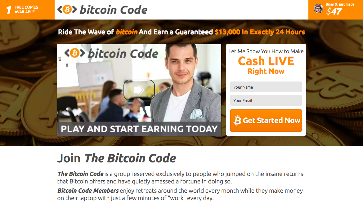 Bitcoin Binary Options Landing Page